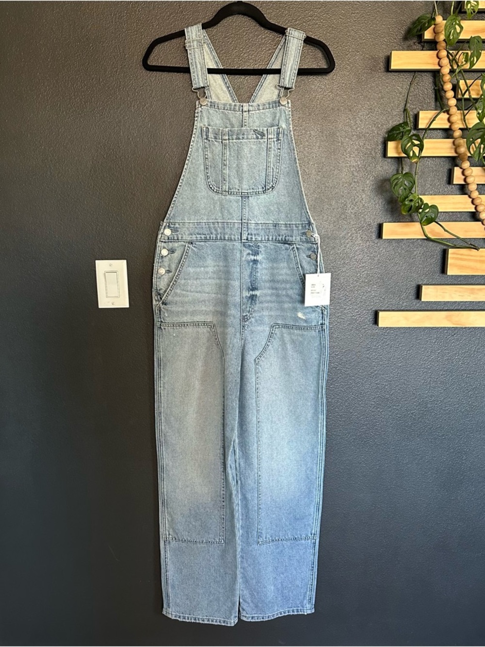 Pistola Arden Aloha Denim Overalls Size 26 Wide Leg Utility Double Panel Legs - Picture 2 of 9